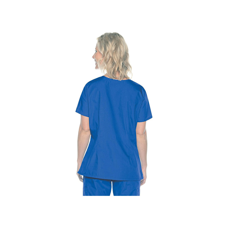 ROYAL - Landau ScrubZone Women's 2 Pocket Mock Wrap Scrub Top for Nursing - Image 3