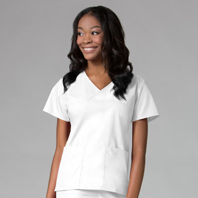 Women's 2 Pocket Core Contrast Mock Wrap Scrub Top