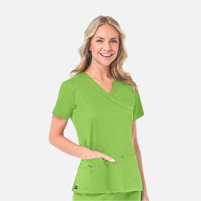 Women's 2 Pocket Blossom Mock Wrap Scrub Top