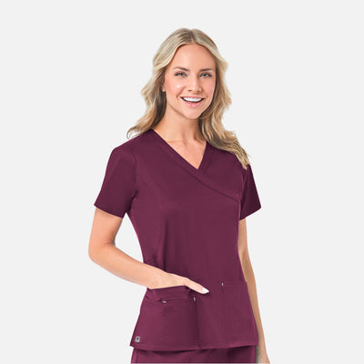 Women's 2 Pocket Mock Wrap Scrub Top