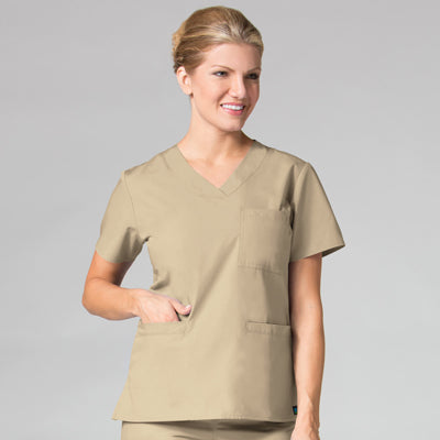 Women's 3 Pocket Curved V-Neck Scrub Top