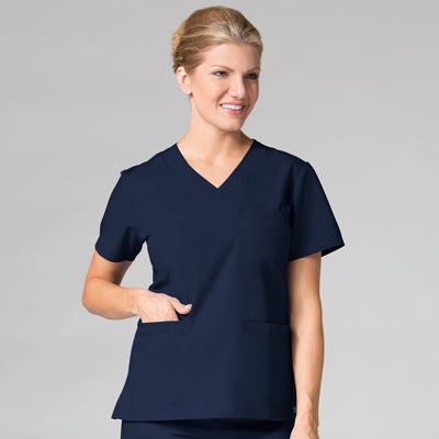Women's 3 Pocket Core Curved V-Neck Scrub Top