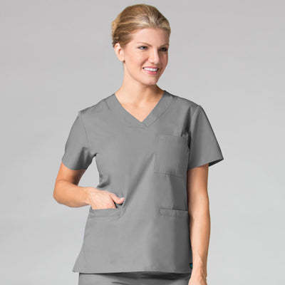 Women's 3 Pocket Core Curved V-Neck Scrub Top