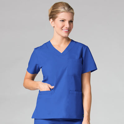 Women's 3 Pocket Curved V-Neck Scrub Top