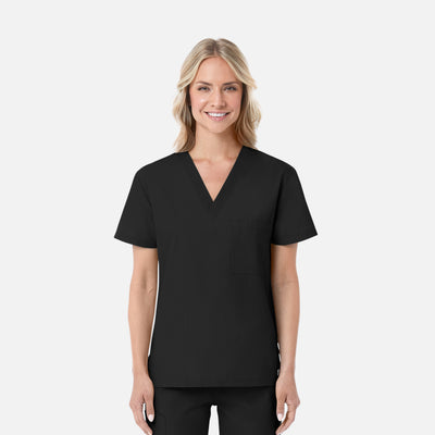 Casaca médica unisex con cuello en V y 1 bolsillo