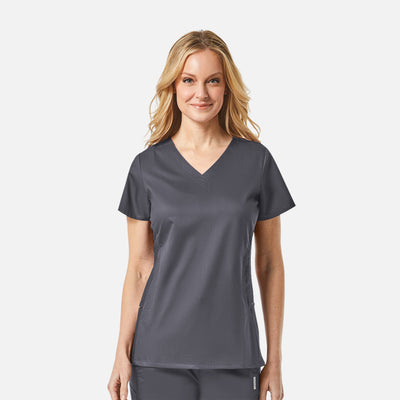 Women's 4 Pocket EON Sporty Mesh Panel Curved V Neck Scrub Top