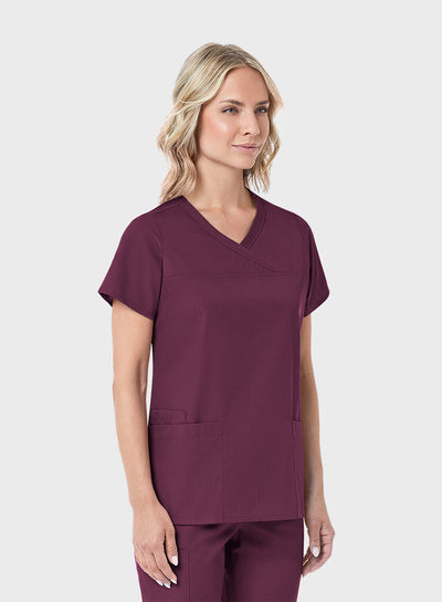 Women's 2 Pocket Mock Wrap Scrub Top