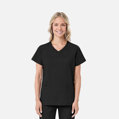 Women's 2 Pocket RedPanda Mock Wrap Scrub Top