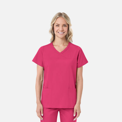 Women's 2 Pocket Mock Wrap Scrub Top