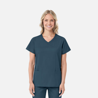 Women's 2 Pocket Mock Wrap Scrub Top