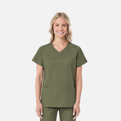 Women's 2 Pocket Mock Wrap Scrub Top
