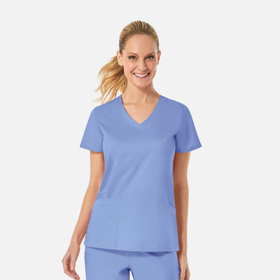 Women's 3 Pocket EON Back Mesh Panel Curved V-Neck Scrub Top