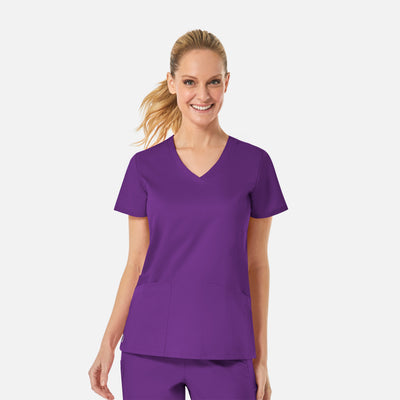 Women's 3 Pocket EON Back Mesh Panel Curved V-Neck Scrub Top