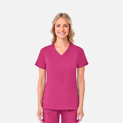 Women's 2 Pocket Curved V-Neck Scrub Top