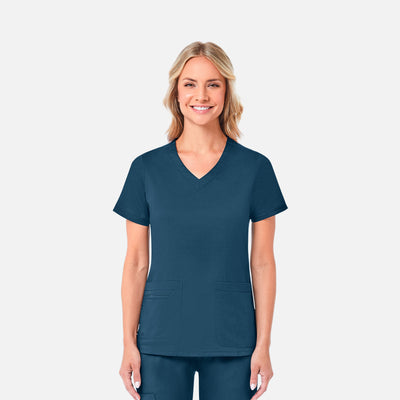 Women's 2 Pocket Curved V-Neck Scrub Top