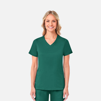 Women's 2 Pocket Curved V-Neck Scrub Top