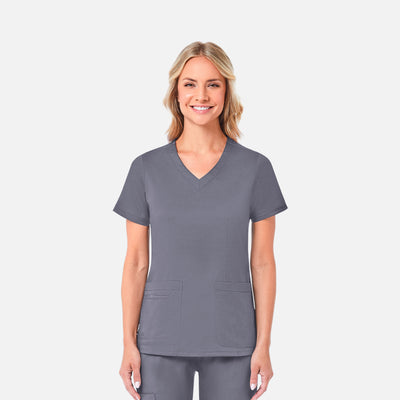 Women's 2 Pocket Curved V-Neck Scrub Top