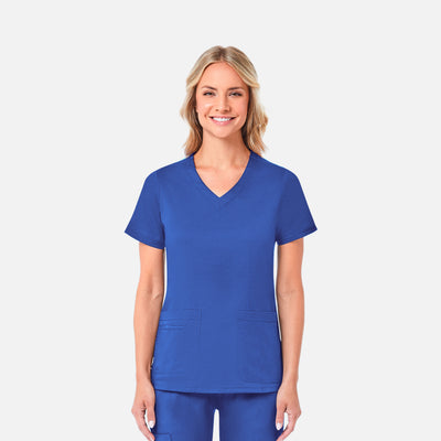 Women's 2 Pocket Curved V-Neck Scrub Top