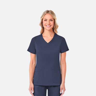 Women's 2 Pocket Curved V-Neck Scrub Top