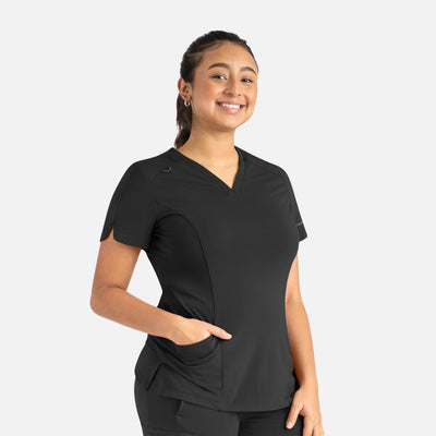 Women's 2 Pocket Focus Curved V-Neck Scrub Top