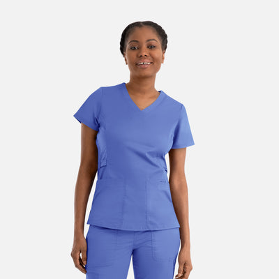 Women's 2 Pocket Blossom Signature Functional V-Neck Scrub Top