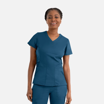 Women's 2 Pocket Blossom Signature Functional V-Neck Scrub Top