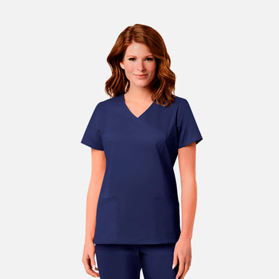 Women's 3 Pocket Mesh Pocket Mock Wrap Scrub Top