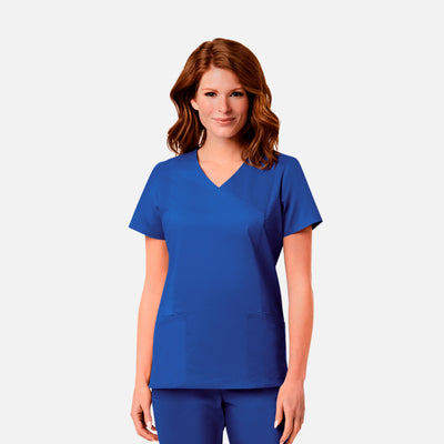 Women's 3 Pocket Mesh Pocket Mock Wrap Scrub Top
