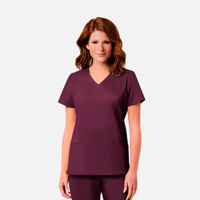 Women's 3 Pocket Mesh Pocket Mock Wrap Scrub Top