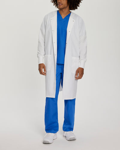 Bata de laboratorio unisex de largo completo con 2 bolsillos