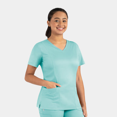 Women's 3 Pocket Double V-Neck Scrub Top