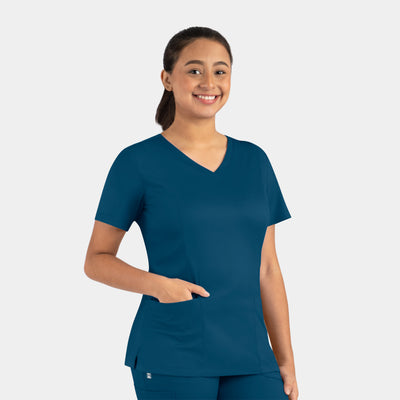 Women's 3 Pocket Matrix Double V-Neck Scrub Top
