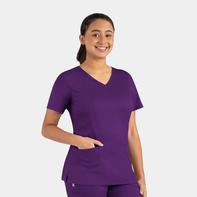 Women's 3 Pocket Matrix Double V-Neck Scrub Top