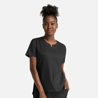 Women's 3 Pocket Matrix Notched Crew Neck Scrub Top