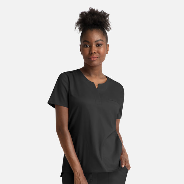 Women's 3 Pocket Matrix Notched Crew Neck Scrub Top