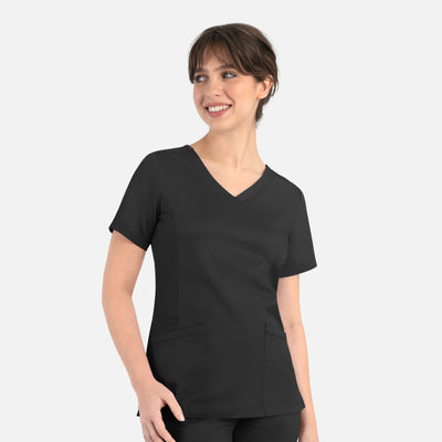 Women's 3 Pocket Matrix Curved Mock Wrap Scrub Top