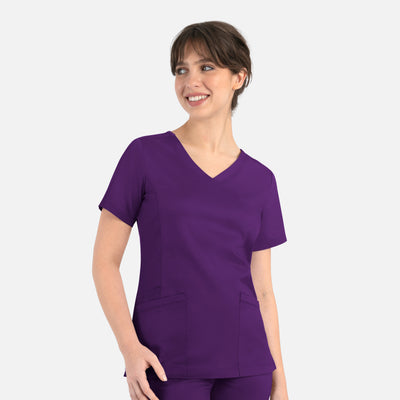 Women's 3 Pocket Curved Mock Wrap Scrub Top