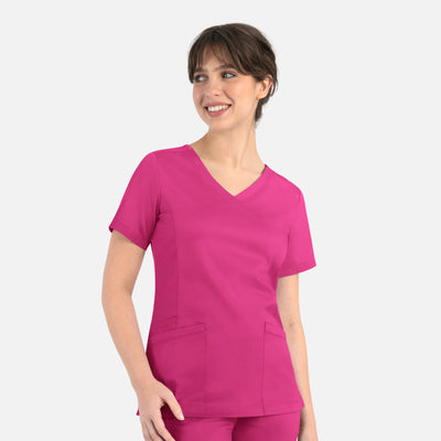 Women's 3 Pocket Matrix Curved Mock Wrap Scrub Top