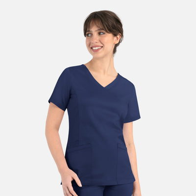 Women's 3 Pocket Curved Mock Wrap Scrub Top