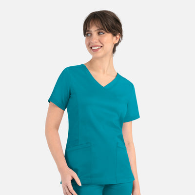 Women's 3 Pocket Curved Mock Wrap Scrub Top