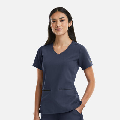 Women's 2 Pocket Curved V-Neck Scrub Top