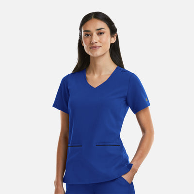 Women's 2 Pocket Curved V-Neck Scrub Top