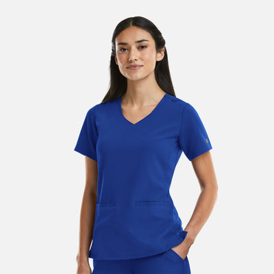 Women's 2 Pocket Curved V-Neck Scrub Top