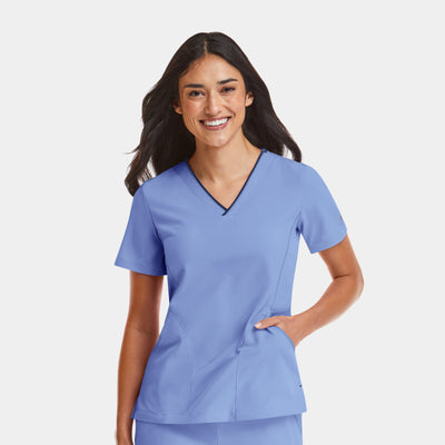 Women's 3 Pocket Matrix Impulse Contrast V-Neck Scrub Top