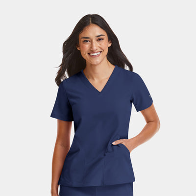 Women's 3 Pocket Matrix Impulse Contrast V-Neck Scrub Top