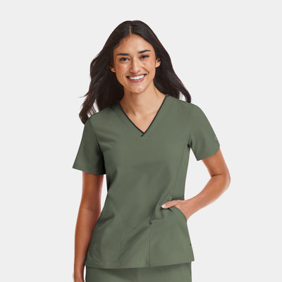 Women's 3 Pocket Contrast V-Neck Scrub Top