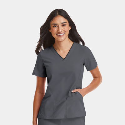 Women's 3 Pocket Matrix Impulse Contrast V-Neck Scrub Top