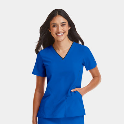 Women's 3 Pocket Contrast V-Neck Scrub Top