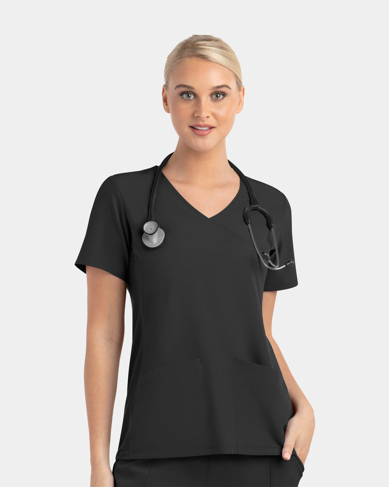 Women's 2 Pocket Mock Wrap Scrub Top — Maevn | AP Uniforms USA