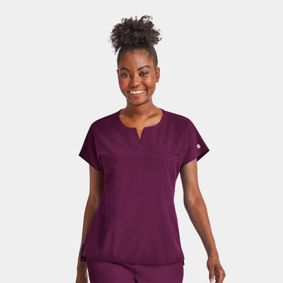 Women's 1 Pocket Notched Neck Dolman Scrub Top